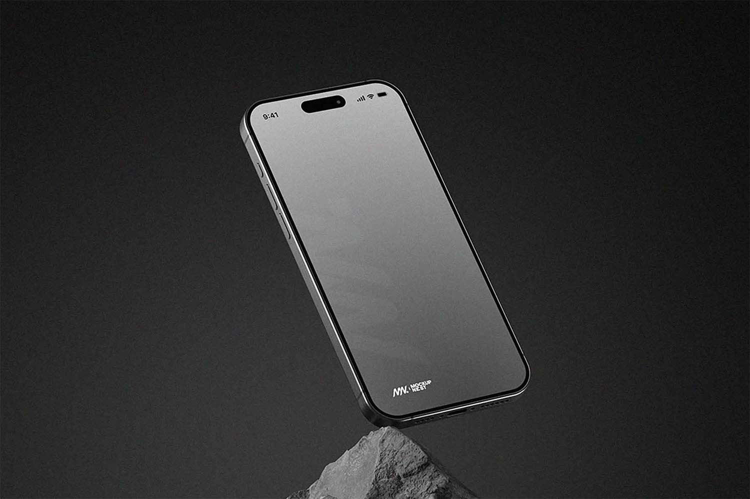 iPhone 15 Pro Mockup on Rock