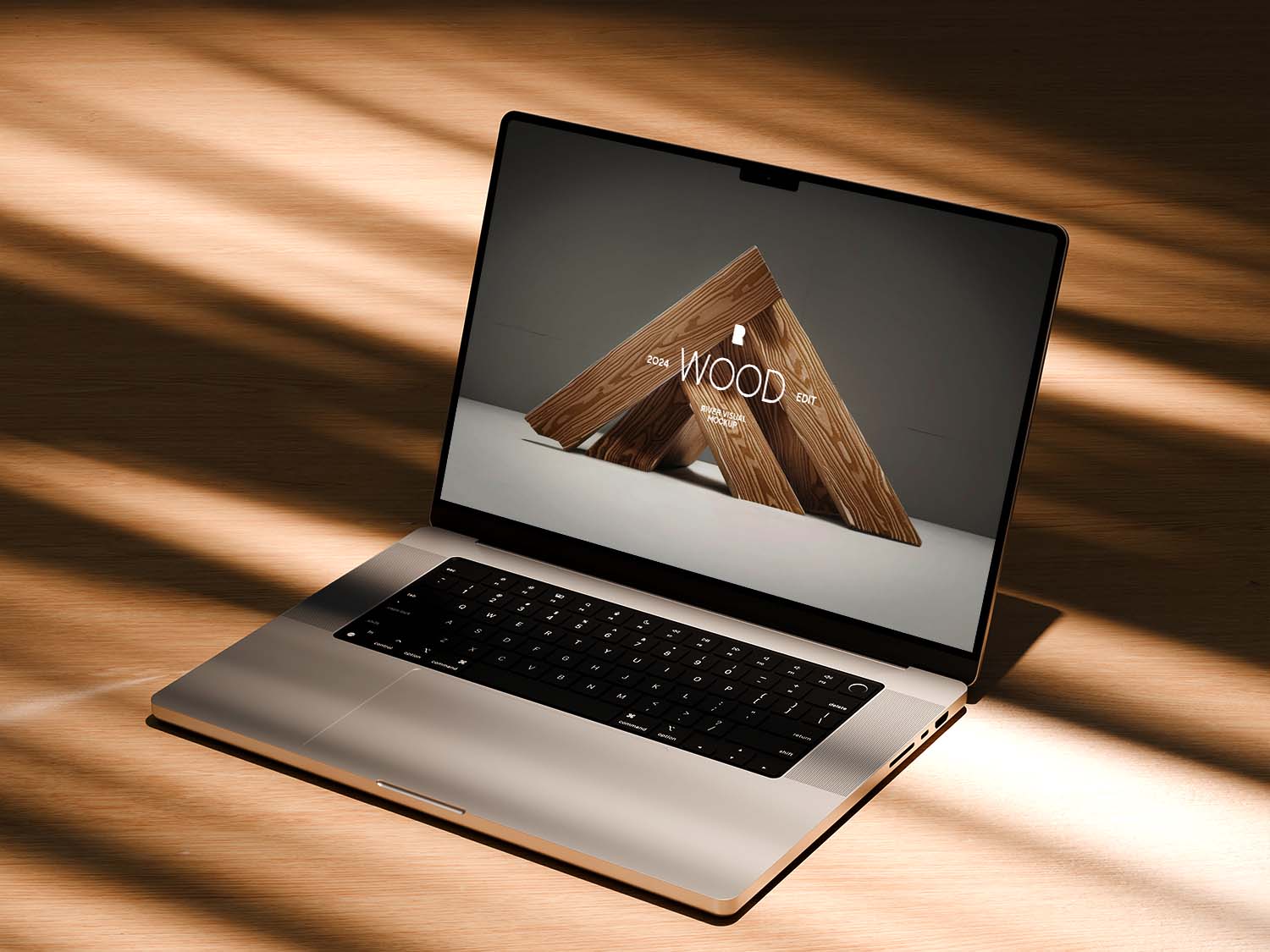 Wood MacBook Pro Mockup