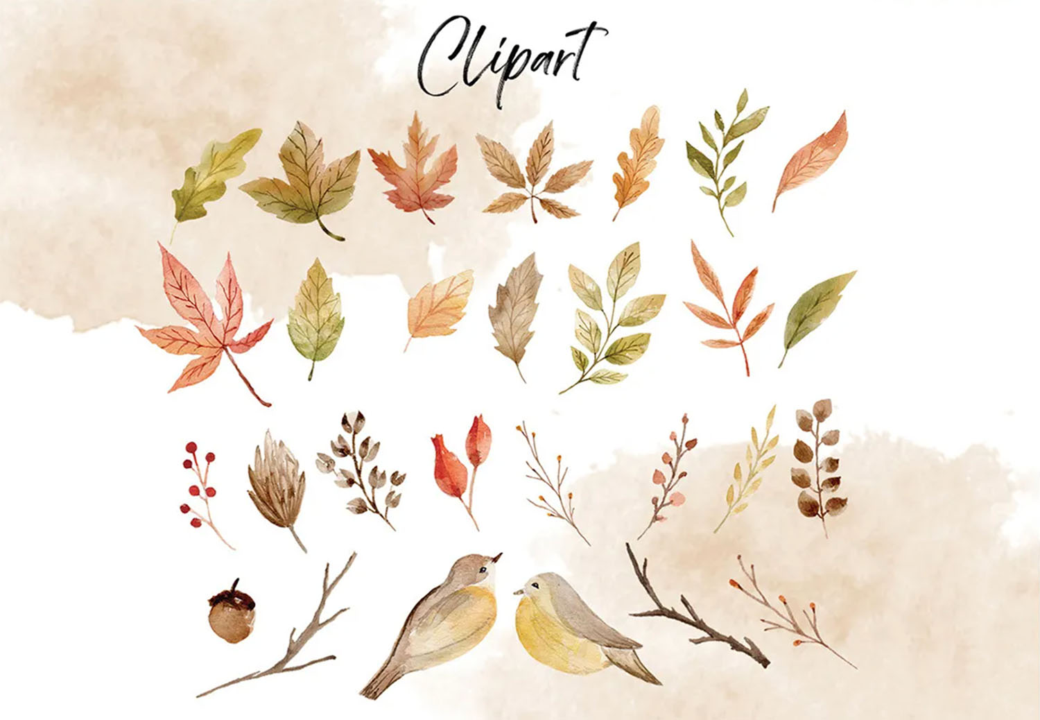 Autumn Watercolor Cliparts