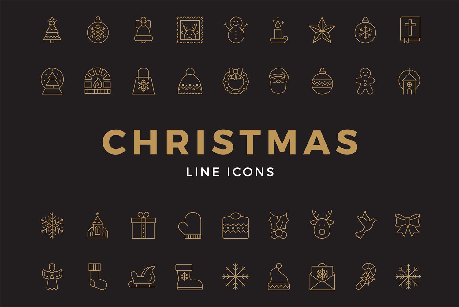 Christmas Line Icons Set