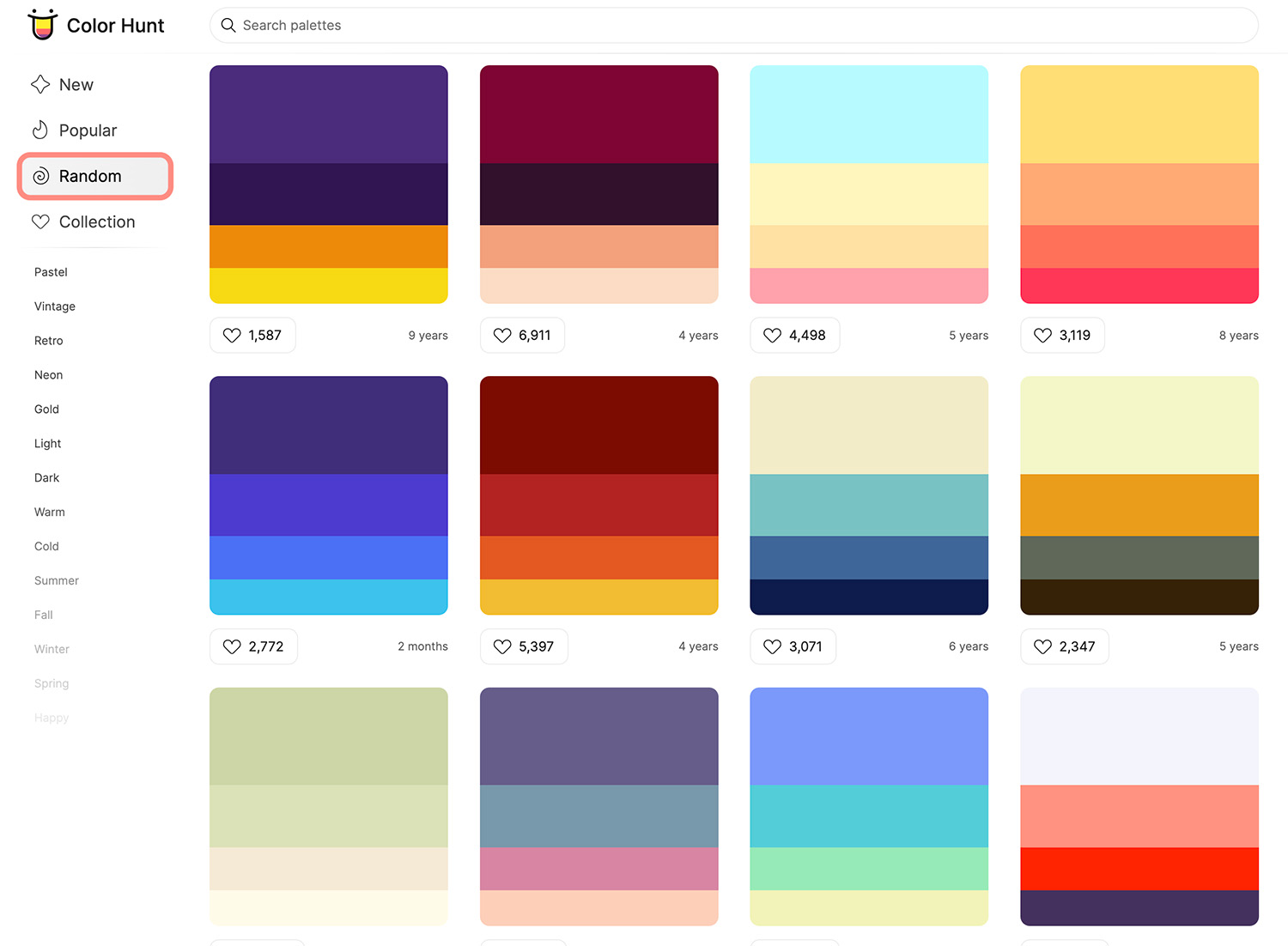 Color Hunt Random Palette