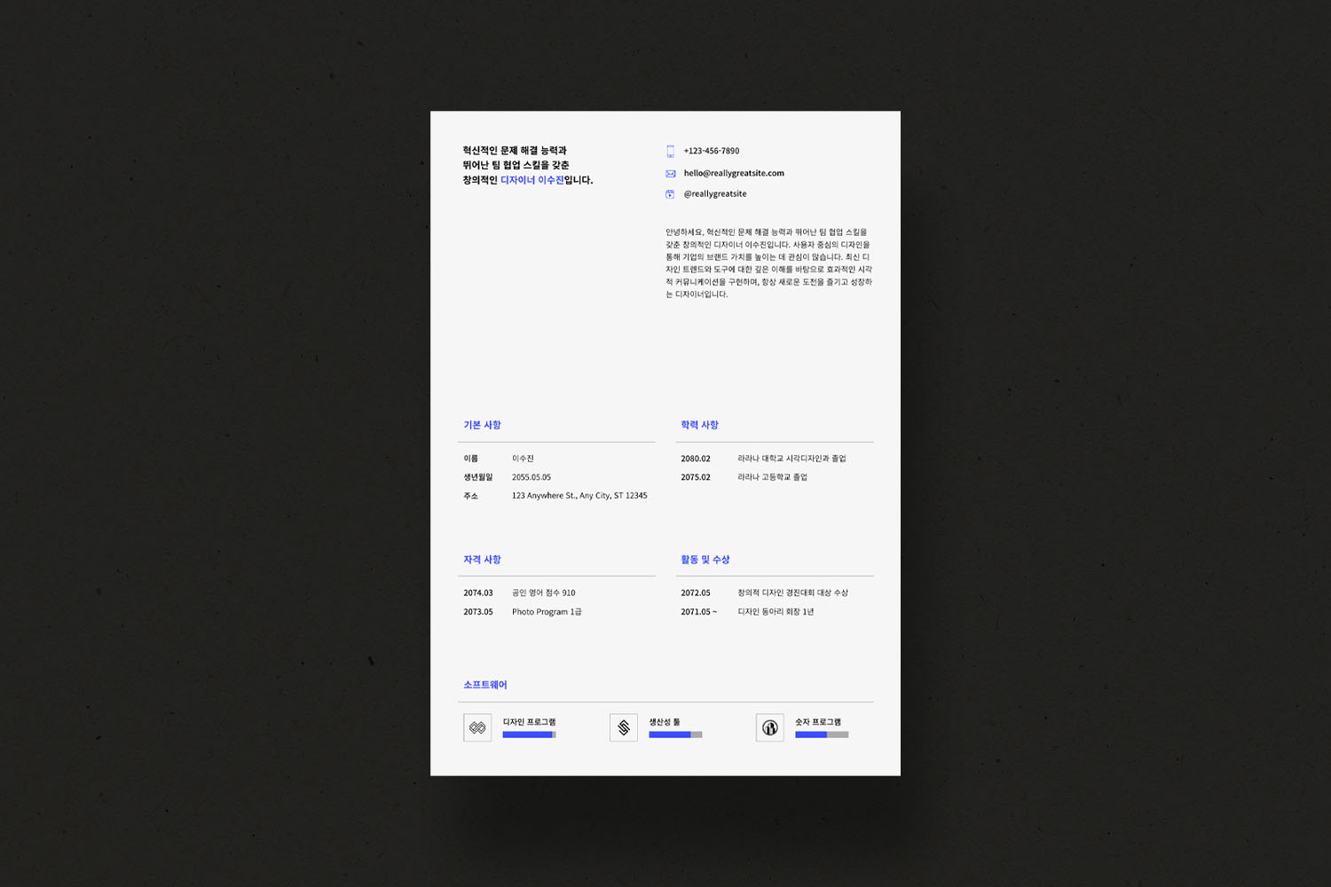 Grey Blue Resume