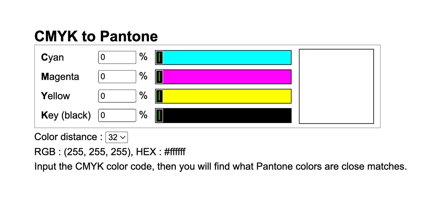 CMYK Pantone