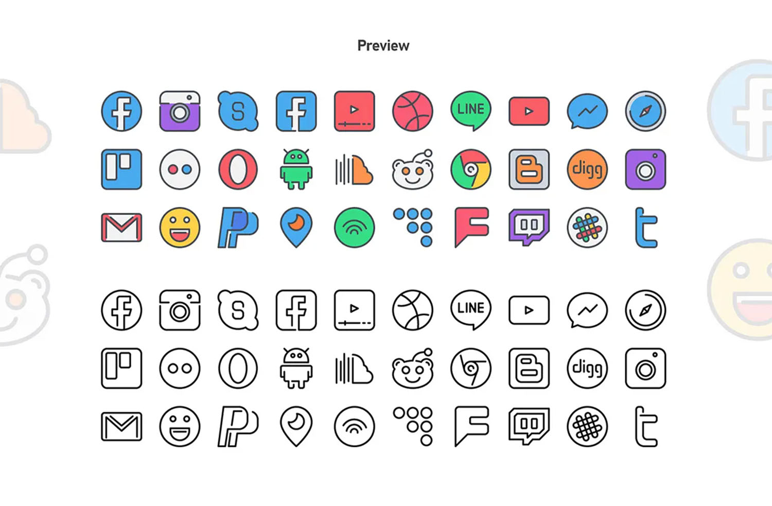 Color Line SNS Icons