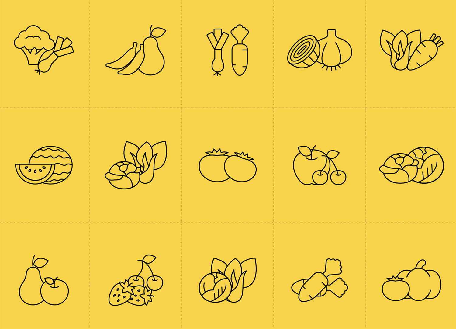 Fruit Vegetables Vector Icons