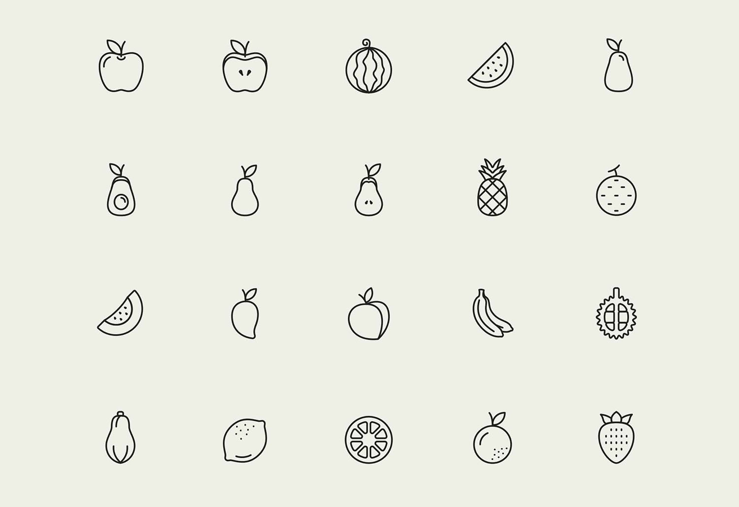 Line Fruit Icons