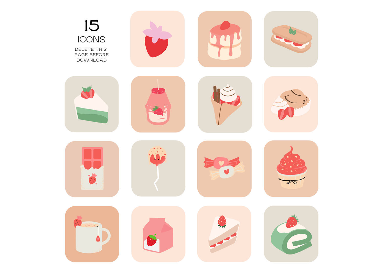 Strawberry Dessert Icons