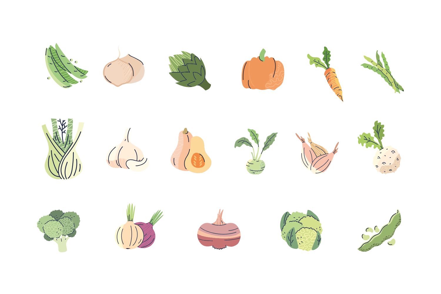 Vegetables Illustration Icons